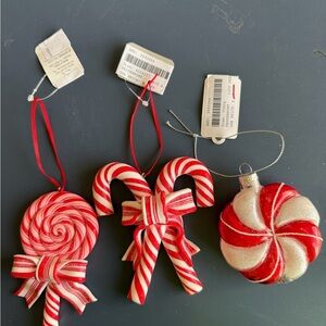 Peppermint Festive Red and White Holiday Ornaments Set